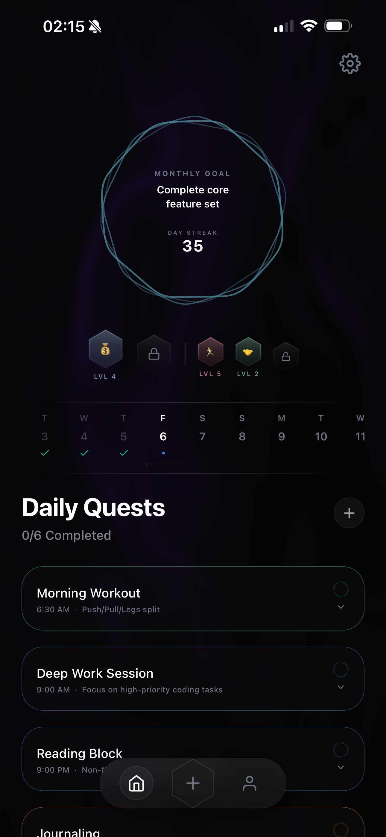 LockD In daily quests dashboard